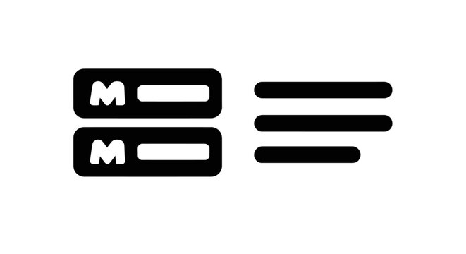 Black equals sign symbol icon.
