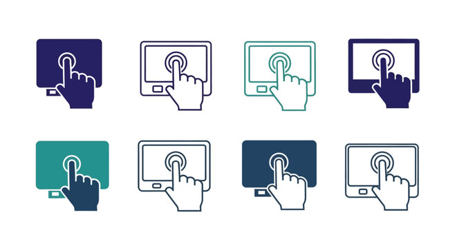 Hand clicking computer mouse icon.