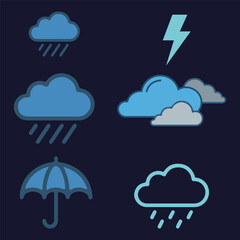 Obraz premium weather forecast icons set vector