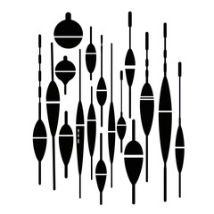 Collection of Fishing Floats - Black and White Silhouette © BUDI