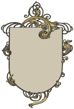 Vintage Heraldic Shield Frame PNG Ornamental Crest Border Transparent Background
