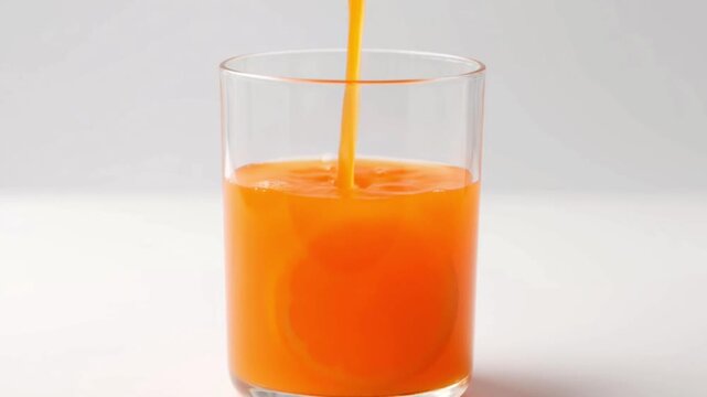 Fresh Juice Poured Into Clear Glass in Bright Natural Light, Clean Background, Refreshing Beverage Video, 4K