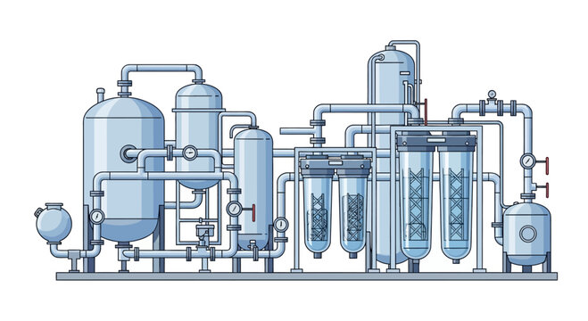 Detailed illustration of a water purification and filtration system.