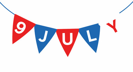 Obraz premium Red and Blue Bunting Flags Spell Out 