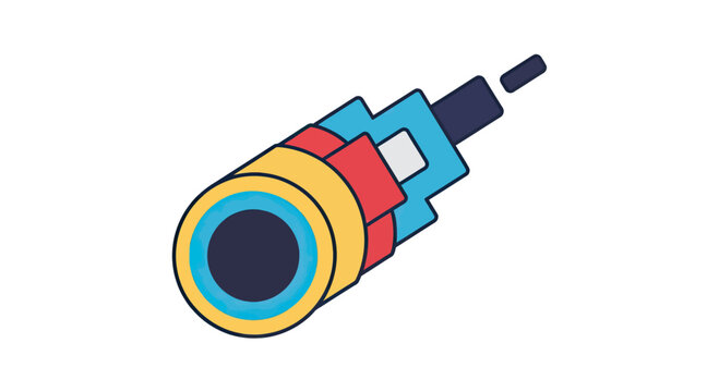 Stylized cross-section of a cable with colored layers and an outgoing segment
