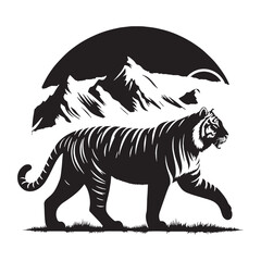 Fototapeta premium tiger majestic fierce wild animal jungle striped power full hunting roaring endangered carnivore nature safari orange black wild life strength forest beast fast animal fearless animal.