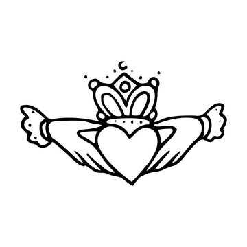 traditional irish claddagh ring symbol line art illustration