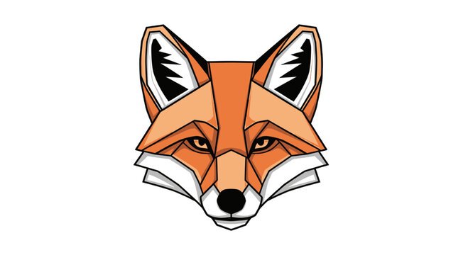 Geometric fox face with sharp angles and bright orange fur