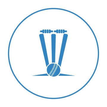 Cricket ball with stumps isolated on transparent background, Vector Illustration