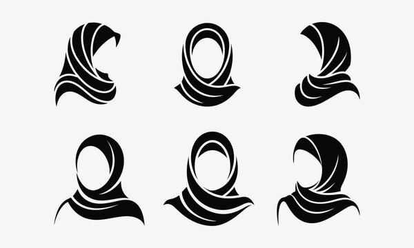 Women wearing different hijab styles, Vector Illustration