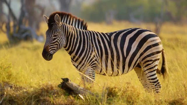 Zebra on grassland in Africa, National park of Kenya. 