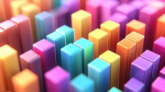 Abstract Colorful Geometric Blocks Array Representing Data and Investment Strategy with Modern Design and Vibrant Colors