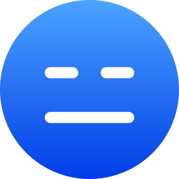 Minimalist blue expressionless emoji face icon for neutral feedback