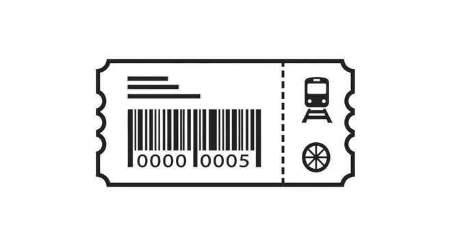 Ticket with barcode and symbols.