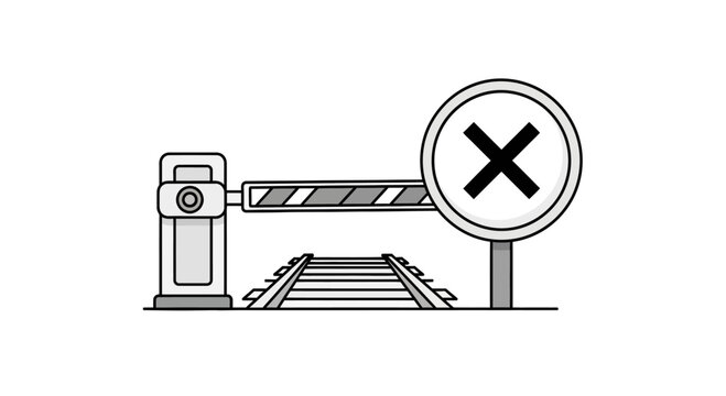 Closed road barrier with sign.
