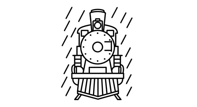 Vintage Locomotive Train Engine Front View.