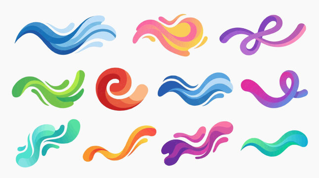 Colorful abstract swirls flowing on a white background