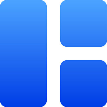 Stylish blue grid 1x2 layout symbol for mobile app interface design