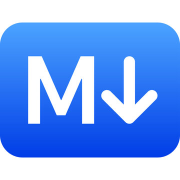 Modern blue gradient markdown symbol for text editor and developer apps
