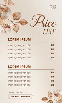Florial shop price list design