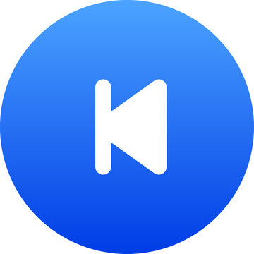 Professional blue circular skip to start button icon for web player