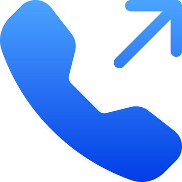 Professional blue telephone icon with arrow for outbound dialing