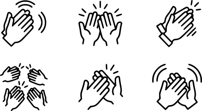 Clap icons illustration, editable stroke, flat design style isolated on white
