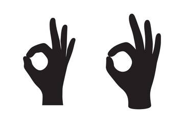 Obraz premium OK Hand Gesture Approval Sign Flat Vector Icon
