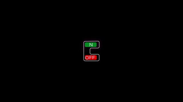 modern on off button transition motion graphic for app interfaces web design digital controls and futuristic technology videos.