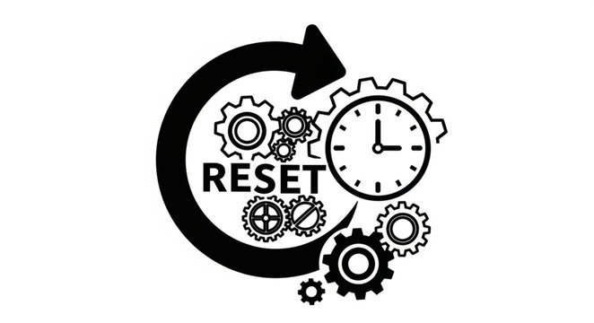 Reset Button with Gear and Clock Symbols for System Restart.