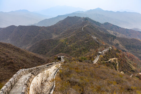 Great Wall path of the Mutianyu section near Beijing in Autumn season