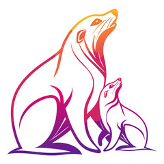 Naklejka premium Seal family abstract graphic art vector illustration.