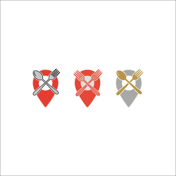 Restaurant Location Pin Icon Set Vector