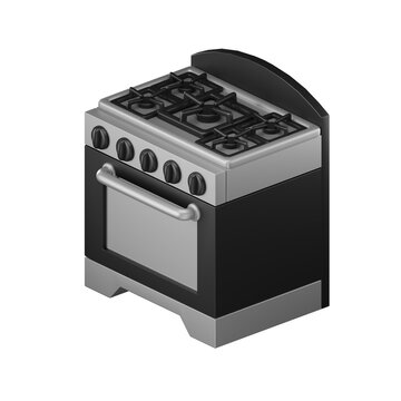 3D icon gas stove oven kitchen, 3D Electronic and Smarthome Illustration