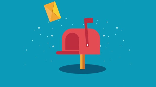 Animated mailbox receiving an email with swirling dots background footage.