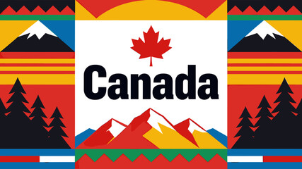 Obraz premium Vibrant Canadian graphic design featuring the word 