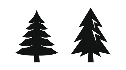 Fototapeta premium Pine tree silhouettes on a white background