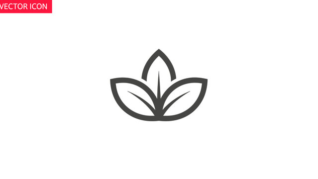 Stylized plant icon with three overlapping leaves and a central stem