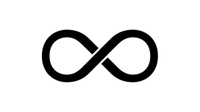 A black infinity symbol on a white background