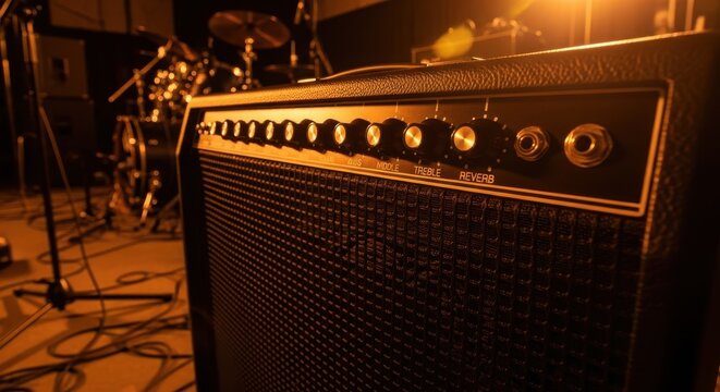 Professional Electric Guitar Amplifier With Numerous Controls And Speaker Grille For Live Music Performance