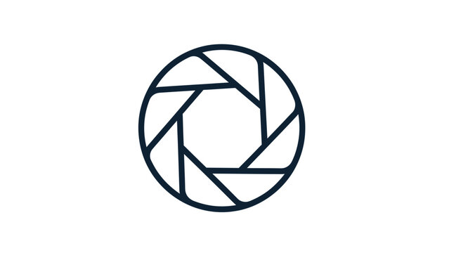 Minimalist outline of a camera aperture or iris