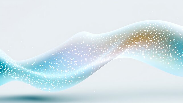 soft wave fading into white background, minimal glowing dots, high key lighting, calm tech mood