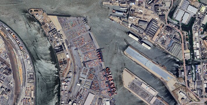 Hamburg Port Container Terminal Aerial View Germany