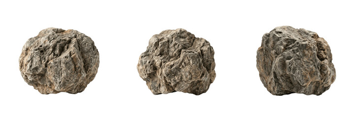 Rough grey natural rock boulder stone isolated element transparent PNG © muhammad