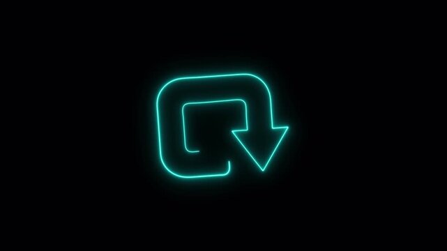 Neon Reply Arrow Icon Animation Return Back Navigation Concept with Alpha Channel