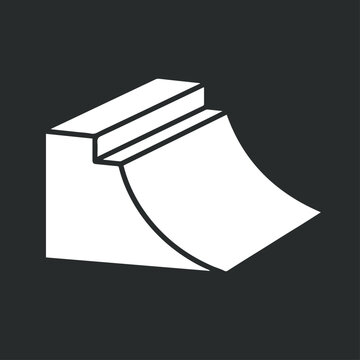 Skateboard funbox with ramp icon for urban sports. glyph icon. vector illustrations.