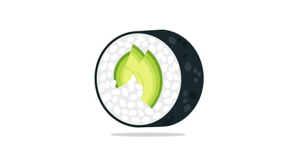Slice of sushi roll with avocado filling, isolated on white © Ahmad