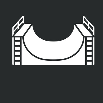 Half pipe ramp structure for skateboarding and extreme sports. glyph icon. vector illustrations.