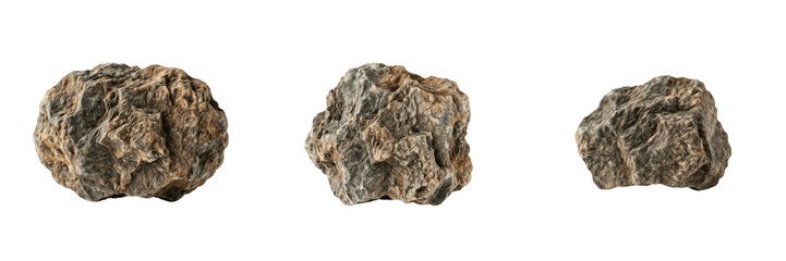 Natural rough stone rock mineral boulder isolated element transparent PNG © muhammad