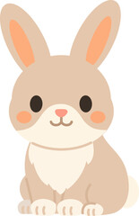 Obraz premium Cute Bunny Rabbit Flat Design Illustration